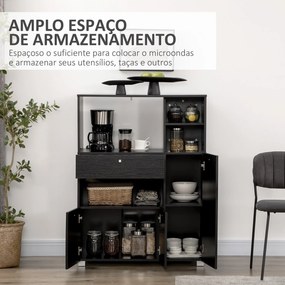 Aparador Auxiliar "Gourmet" de Cozinha - 90x40x120 cm - Preto - Design