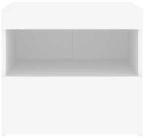 Mesa de cabeceira com luzes LED 50x40x45 cm branco