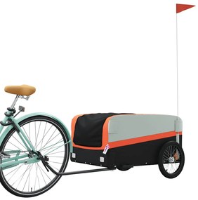 Reboque para bicicleta 45 kg ferro preto e laranja