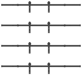 Kit de ferragens para porta deslizante 366 cm aço preto