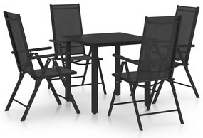 5 pcs conjunto de jantar para jardim alumínio preto