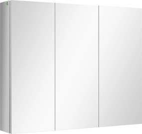 kleankin Espelho-armário, Armário de Banheiro, 3 Portas Espelhadas, 5 Prateleiras Internas, Aço Inoxidável, Cor: Prata, 70 x 12 x 55 cm | Aosom Portugal