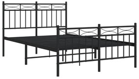 Estrutura de cama com cabeceira e pés 120x200 cm metal preto