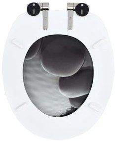 Assentos sanita 2 pcs c/ tampas fecho suave MDF design pedras