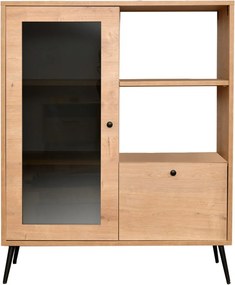 Armário Multiusos Calvin – Carvalho/Preto – 90x110x41 cm