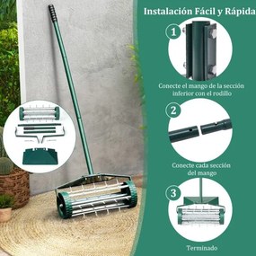 Rolo Jardim Aerador de relva de 46 cm Aeração com dentes rotativos Escudo protetor Aeração pesada do solo para jardim pátio