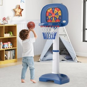 Triciclo infantil com assento ajustável e cestos de armazenamento para crianças de 1,5 a 5 anos - Azul-marinho