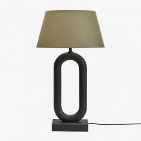 Candeeiro De Mesa Em Madeira De Manga Tiberia Preto Claro & Sage Green Ø40 Cm Monaco - Sklum