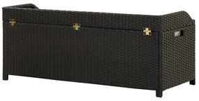 Banco de jardim c/ arrumação 120 cm vime PE preto