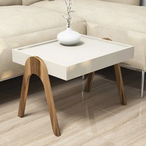 Conjunto de Mesas de Apoio Roma – Nogueira e Creme – 53,6 x 64 x 40 cm