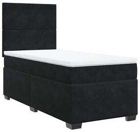 Cama com molas/colchão 100x200 cm veludo preto
