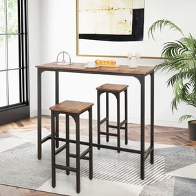 Conjunto de 2 bancos de bar com 71,5 cm de altura e estrutura metálica com apoio para os pés para sala de jantar Cozinha Pub Restaurante Castanho