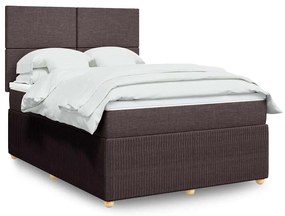 Cama com molas/colchão 160x200 cm tecido castanho-escuro