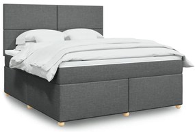 Cama com molas/colchão 180x200 cm tecido cinzento-escuro