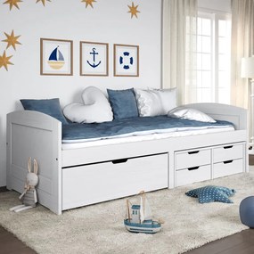 Sofá-cama com 5 gavetas 90x200 cm madeira de pinho maciça IRUN
