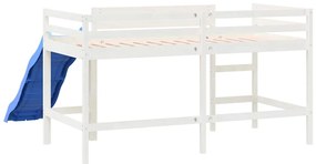 Cama alta p/ criança c/ escorrega 90x190 cm pinho maciço branco