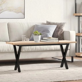 Mesa de centro estrutura em X 110x40x45,5cm pinho/aço