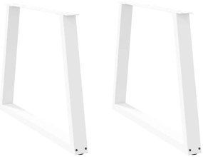 Pernas para mesa de jantar em V, 2 peças, branco, 90x (72-73,3) cm, aç