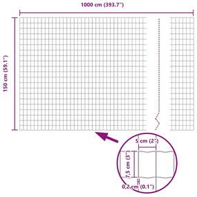 Cerca Euro Cinza 1,5x10 m Aço