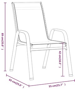 Cadeiras de jardim empilháveis 2 pcs textilene cinzento