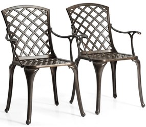 Conjunto de 2 Cadeiras Jardim em Alumínio Fundido Maciço Cadeiras Multiusos em Alumínio Fundido para Pátio de Jardim  52 x 49 x 94 cm Bronze