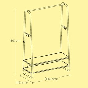 Guarda roupa com 2 prateleiras 45 x 100 x 160 cm branco e cor carvalho