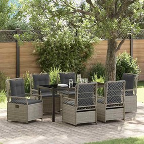 vidaXL Conjunto de Jantar para Jardim de 7 Peças Cinzento Claro Vime PE