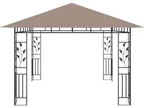 Gazebo c/ rede mosquiteira 4x3x2,73m 180 g/m² cinza-acastanhado