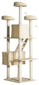 Arranhador para Gatos tipo Centro de Atividade com Árvore e Poste para Arranhar– Cor: Bege - 60 x 50 x 180 cm