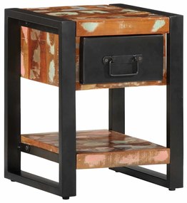 Mesa de cabeceira multicor 35x34x45cm madeira maciça recuperada