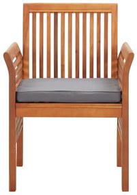 7 pcs conjunto de jantar exterior c/ almofadões acácia maciça