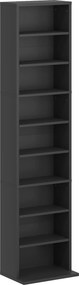 HOMCOM Estantes para CD e DVD 9 compartimentos e 6 prateleiras ajustáveis capacidade máx. 260 CD/120 DVD 33 x 24 x 140 cm preto | Aosom Portugal