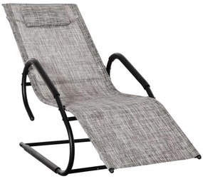 Outsunny Espreguiçadeira Jardim Ergonómica Apoio Cabeça Braços Conforto Terraço Pátio 59,5x160x83cm Cinza