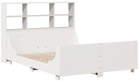 Cama com estante sem colchão 120x190 cm madeira maciça branco