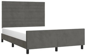 Estrutura de cama sem colchão 140x200 cm veludo cinzento-escuro