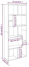 Estante 67x24x161 cm derivados de madeira sonoma cinza