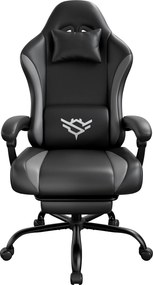 Cadeira gaming, ergonómica para PC em couro PU com apoio para os pés e inclinação de 135°, 70 x 70 x 120-130 cm Preto e cinzento
