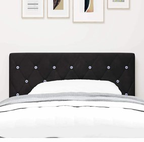 Cabeceira LED com botão de cristal tuftado em preto, 100 cm, veludo