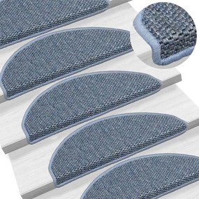 Tapetes escada adesivos aspeto sisal 15 pcs 65x21x4 cm azul