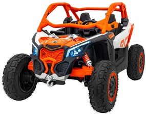 Carro elétrico para Crianças 2 Lugares 24V CAM-AM Buggy Maverick Turbo RR STRONG Motor 320 W, Rodas AR bombeado, assento couro ecológico Laranja