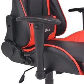 Cadeira escritório reclin. estilo corrida pele artif. vermelho