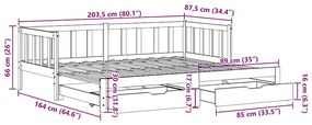 Sofá-cama com gavetão e gavetas sem colchão 80x200 cm