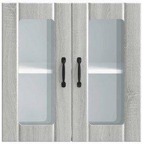 Armário de parede de cozinha porta vidro Lucca cinza sonoma