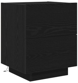 Cômodas de Cabeceira com Luzes LED 2 pcs Carvalho Preto 45x40x55 cm