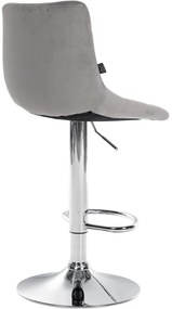 Conjunto de 2 bancos de bar Jerry em veludo com estrutura cromada 87-108,5 x 43 x 46,5 cm Cinzento