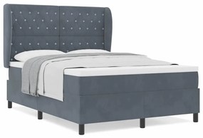 Cama Box com Colchão Cinza Escuro 140 x 200 cm em Veludo