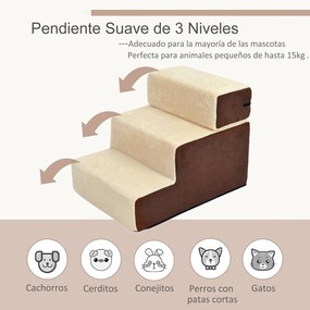 PawHut Escada de 3 degraus para animais de estimação Cães Gatos destac