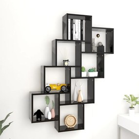vidaXL Estante de parede cúbica 90x15x119 cm deriv. madeira preto