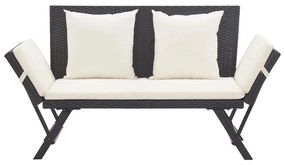 Banco de jardim c/ almofadões 176 cm vime PE preto