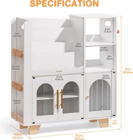 Organizador de brinquedos para crianças madeira 89,3 x 79,2 x 29,2 cm Branco